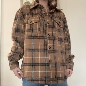 YMI Jeans yellow plaid button down fleece flannel shirt cozy indie